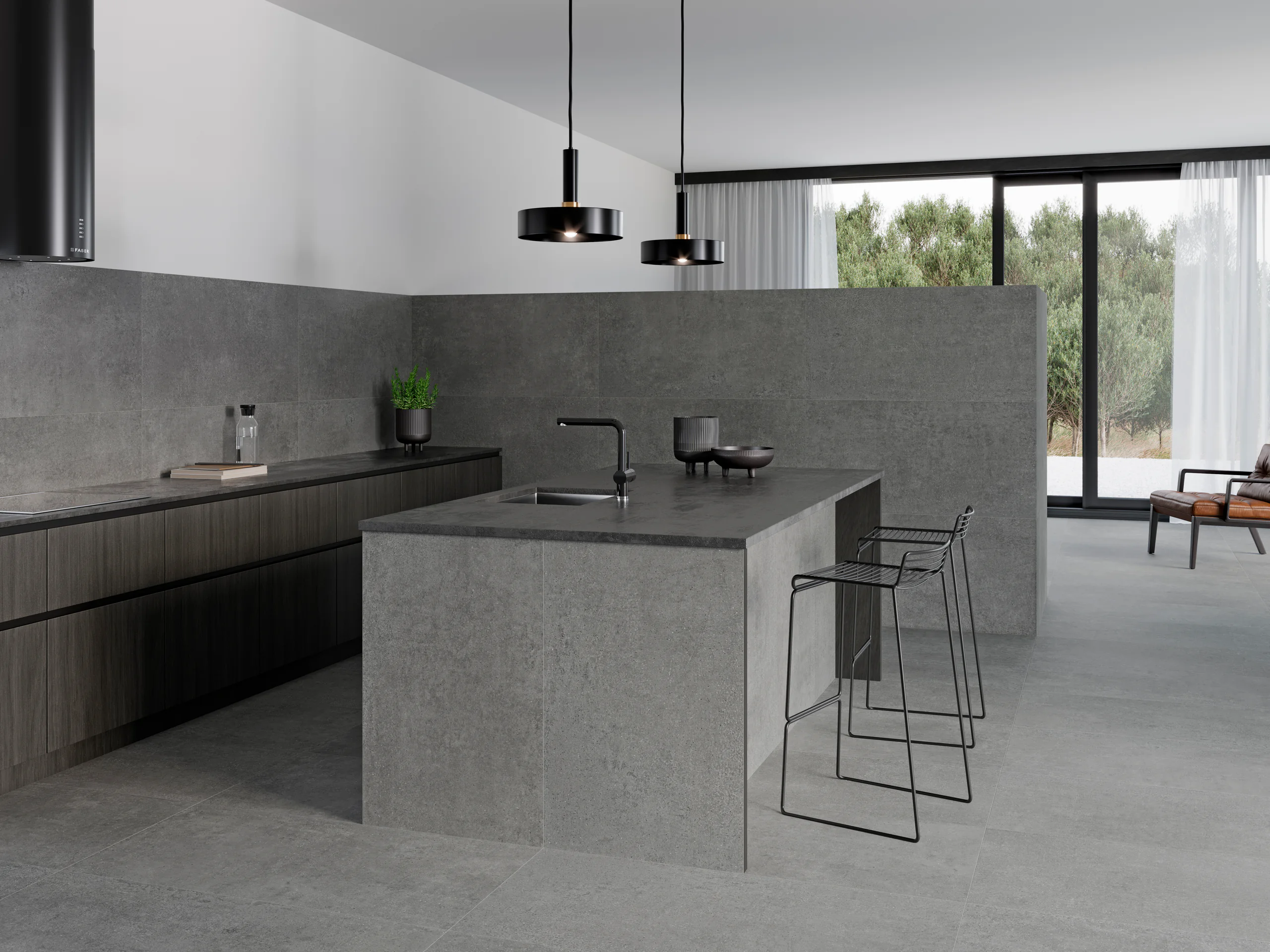 Argenta Gravel Shadow vloer- en wandtegels 60×120 in een keuken