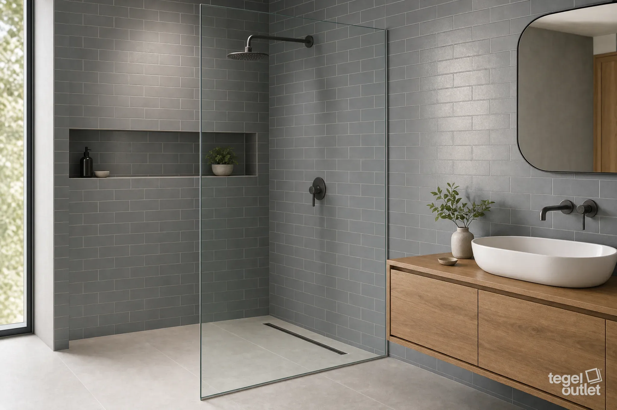 Architect Lead Grey 10x20 in een interieur