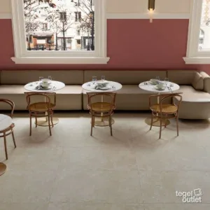 Saime Avalon Blanc 60×120 carreaux de sol dans un restaurant