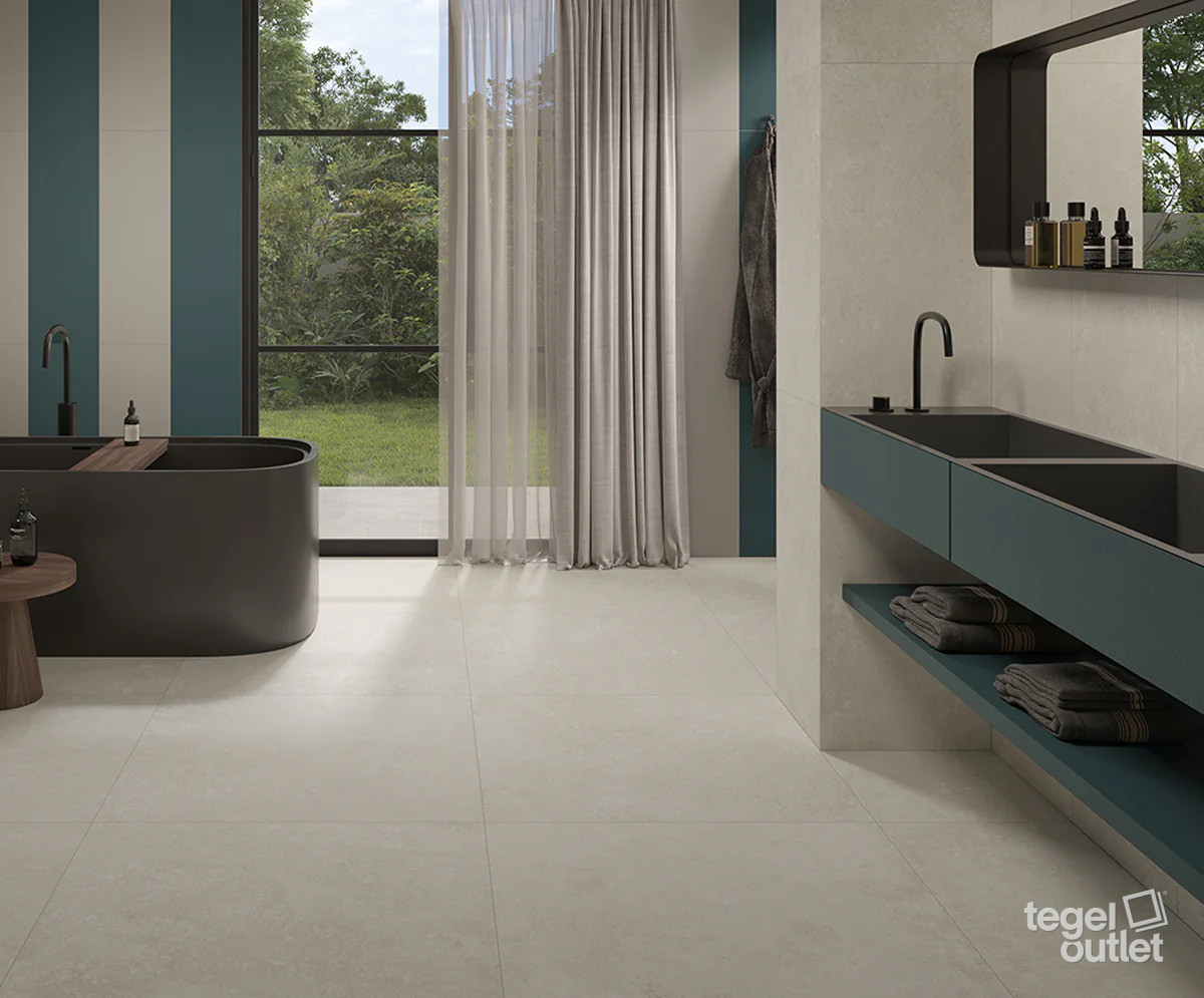 Saime Avalon Blanc vloertegels in een badkamer