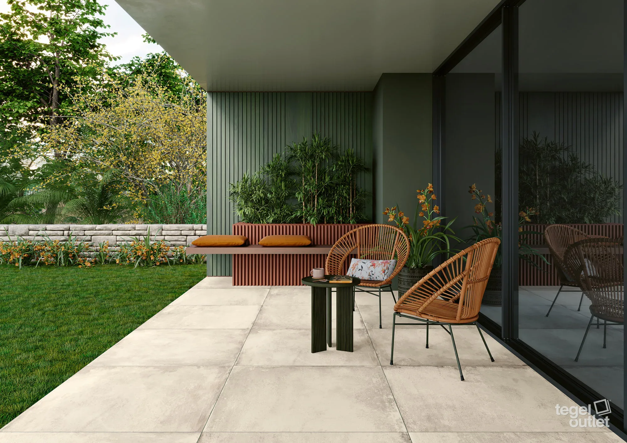 Beton White 40x40 in een interieur