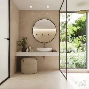 Betonico Dark Beige 60x60 in een interieur