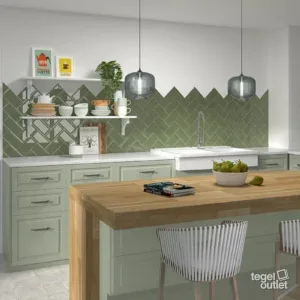 Bissel Green Olive 10x20 in een interieur