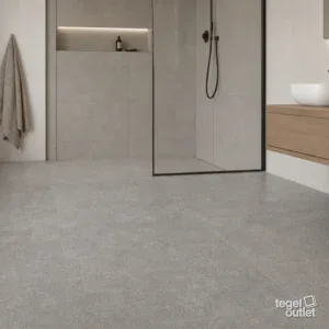 Sfeerbeeld (illustratie): badkamer met tegels in grijs