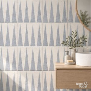 Sfeerimpressie met Blue Water Decor Four 20×20 · badkamer