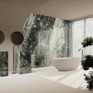 Ape Breccia Viridi 120×278 platen in een badkamer