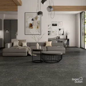 Carriere Anthracite 60x60 in een interieur
