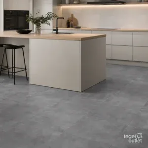 Sfeerbeeld (illustratie): keuken met tegels in antraciet