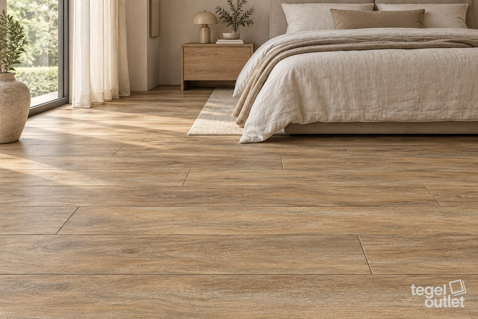 Sfeerimpressie met Deck Nogal 20×120 · slaapkamer
