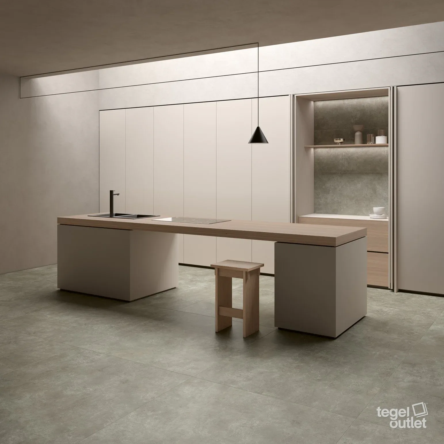 Evoque Greige 60x60 in een interieur