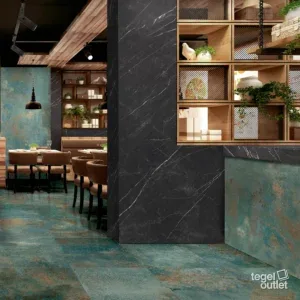 Flatiron Jeko – restaurant Mur Energieker Flatiron Jeko 120×280 et sol 60×120 dans un restaurant