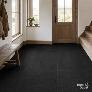 Sfeerbeeld (illustratie): woonruimte of badkamer met tegels in zwart