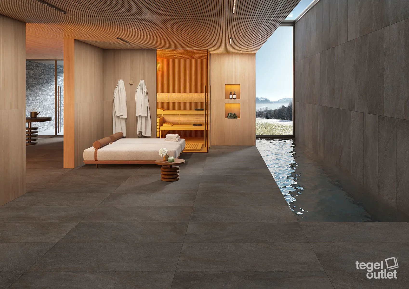 Geostone Antracite 60x60 in een interieur