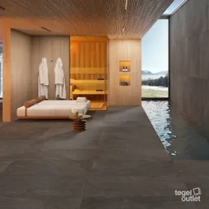 Geostone Antracite 60x60 in een interieur