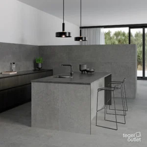 Argenta Gravel Shadow vloer- en wandtegels 60×120 in een keuken