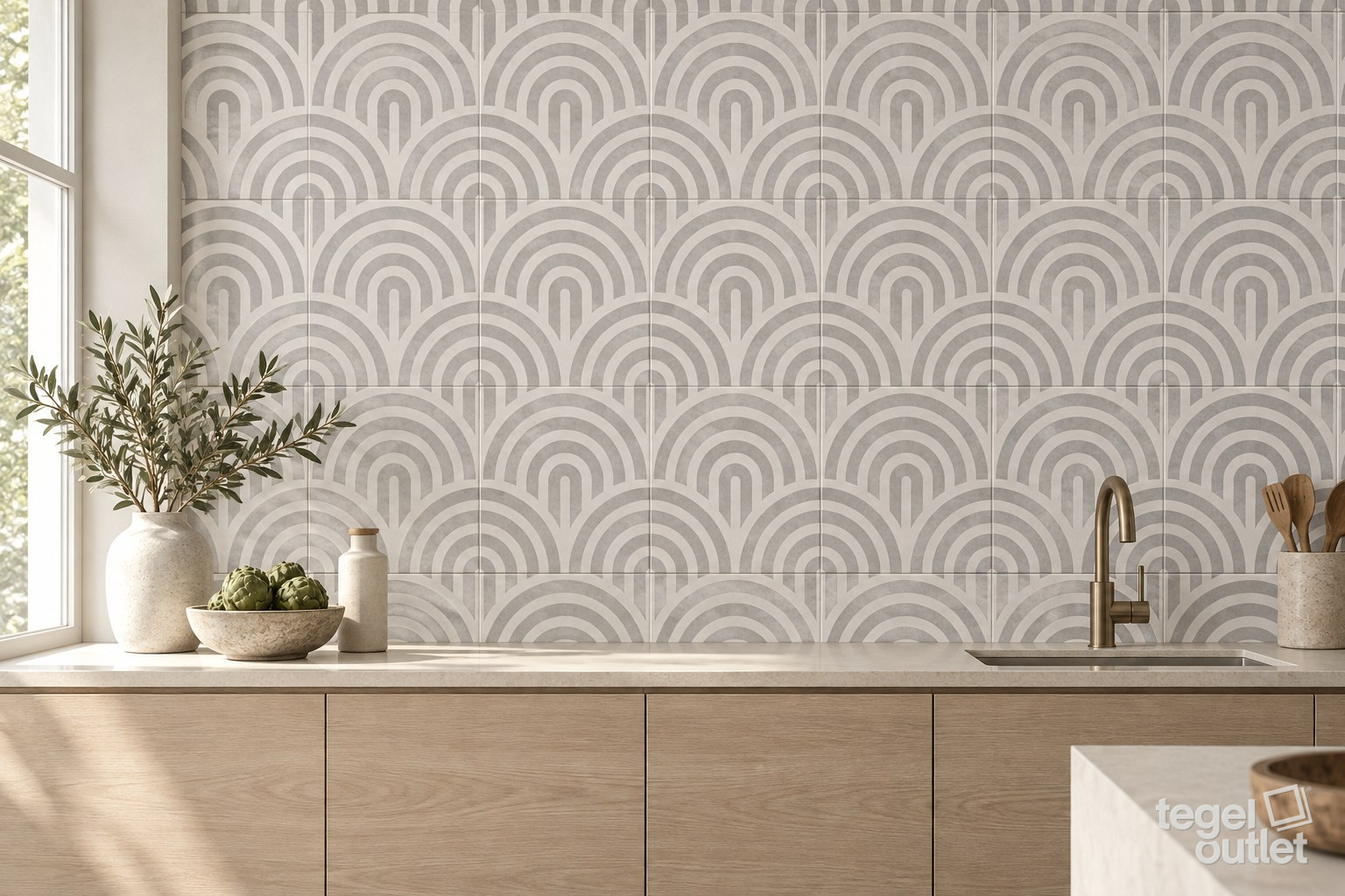 Mise en situation avec Grey Neutral Decor Three 20×20 · cuisine