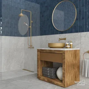 Ecoceramic Harlequin Lagoon carreaux de mur brillants dans une salle de bain