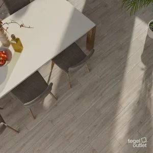 Ikon Almond 20x120 in een interieur