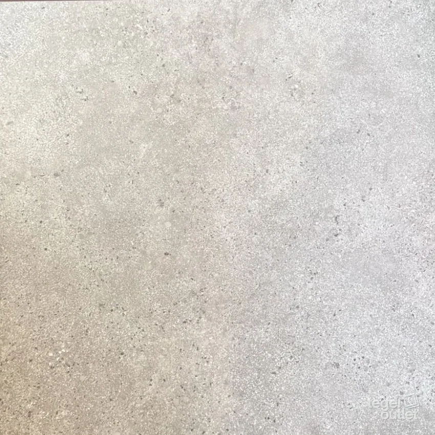 Limestone Light Grey 60x60: één tegel in lichtgrijs met fijne lichte en donkere spikkels, recht van boven