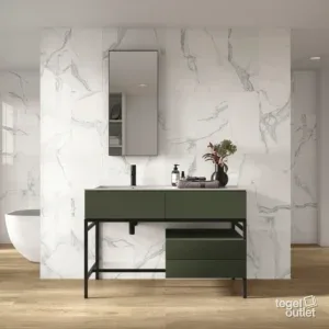 Ape Luna Blanca marmerlook tegels in een badkamer