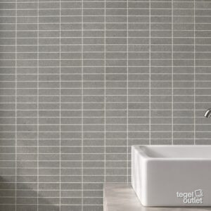 Sfeerimpressie met Lunar Grey Mozaïek 2,5x7 (30x30) · badkamer