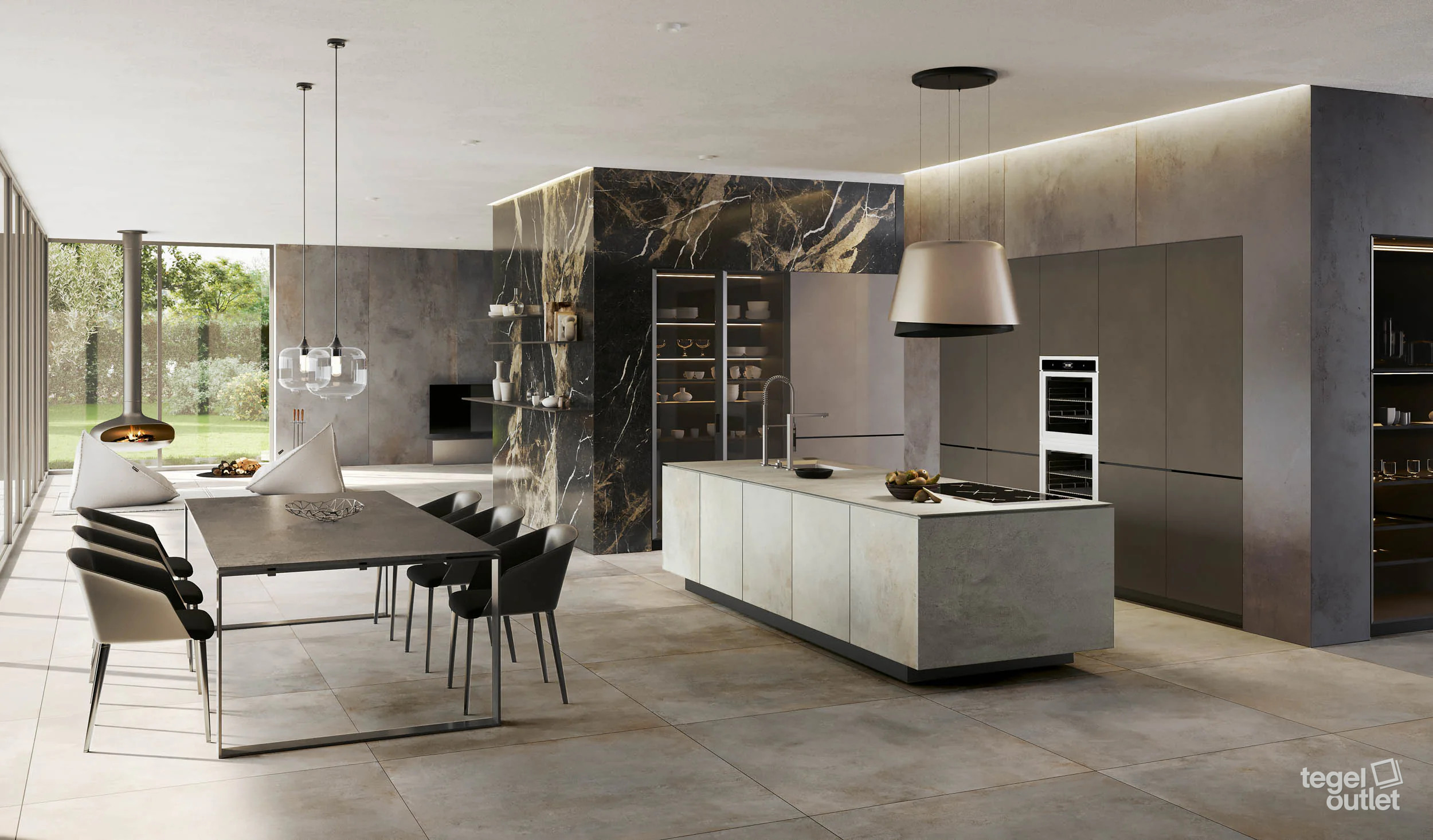 Energieker Magnetic Dark Grey vloer en 120×280 wand in een keuken