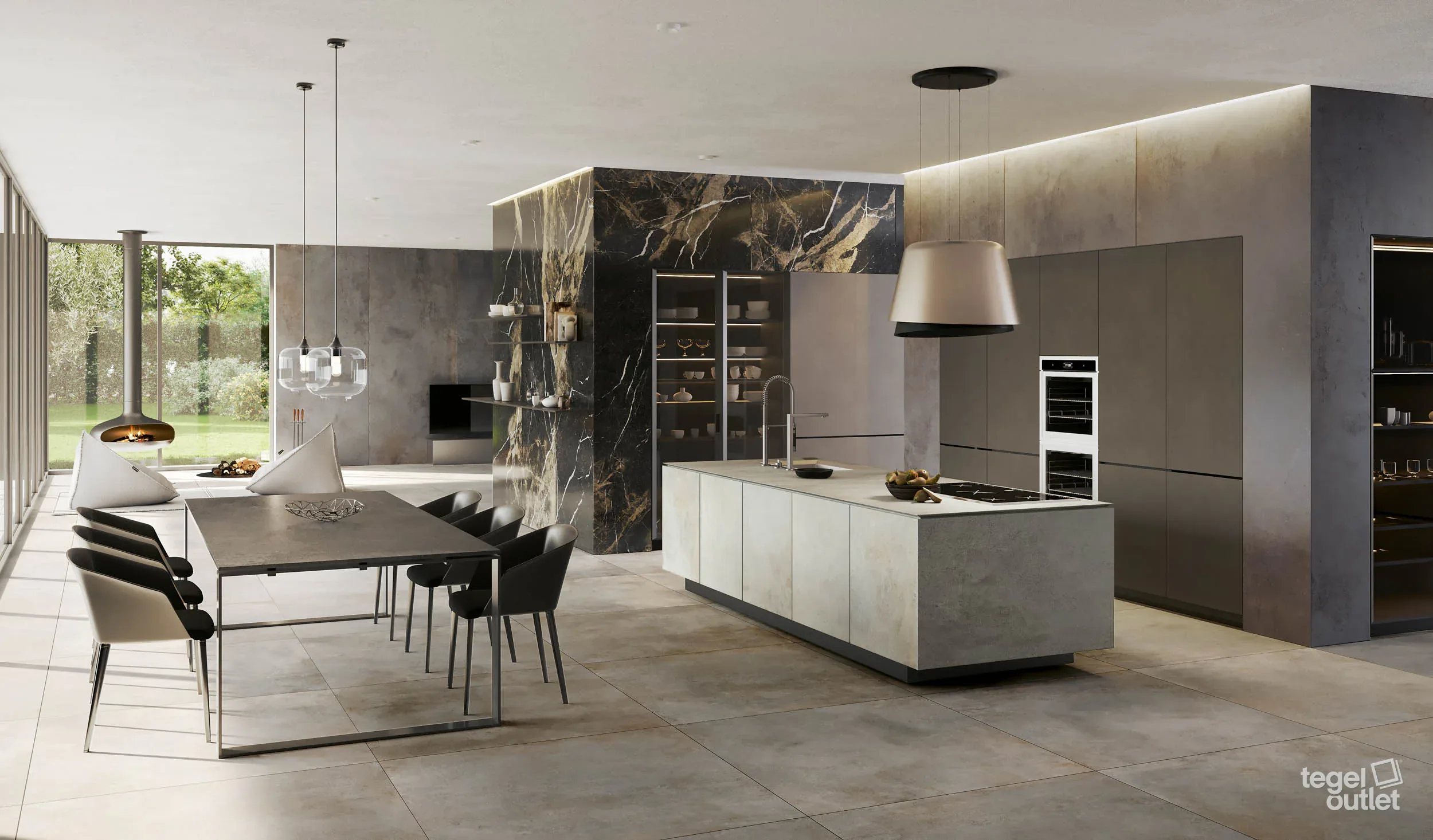 Energieker Magnetic Dark Grey vloer en 120×280 wand in een keuken