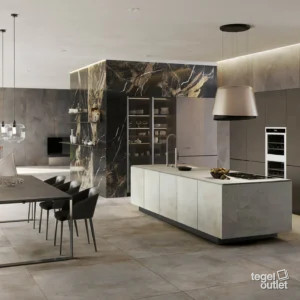 Magnetic Dark Grey – keuken Energieker Magnetic Dark Grey vloer en 120×280 wand in een keuken