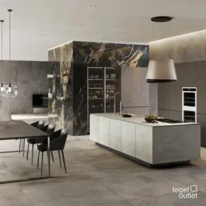 Magnetic Dark Grey – keuken Energieker Magnetic Dark Grey vloer en 120×280 wand in een keuken