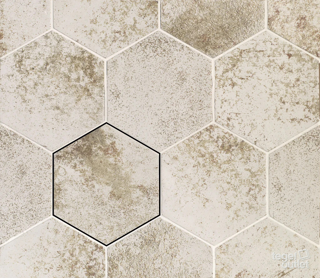 Magnetism Hexa White 13,9×16 – Ape, gelegd vlak met kleurvariatie