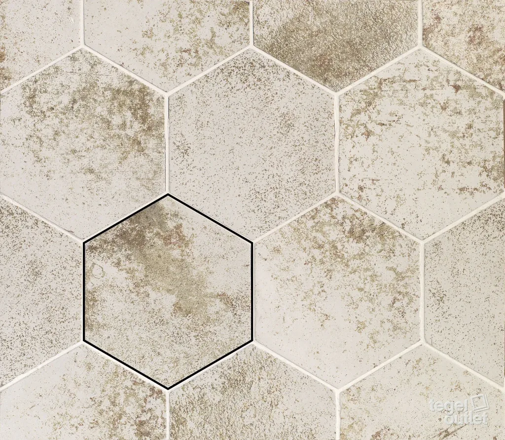 Magnetism Hexa White 13,9×16 – Ape, gelegd vlak met kleurvariatie