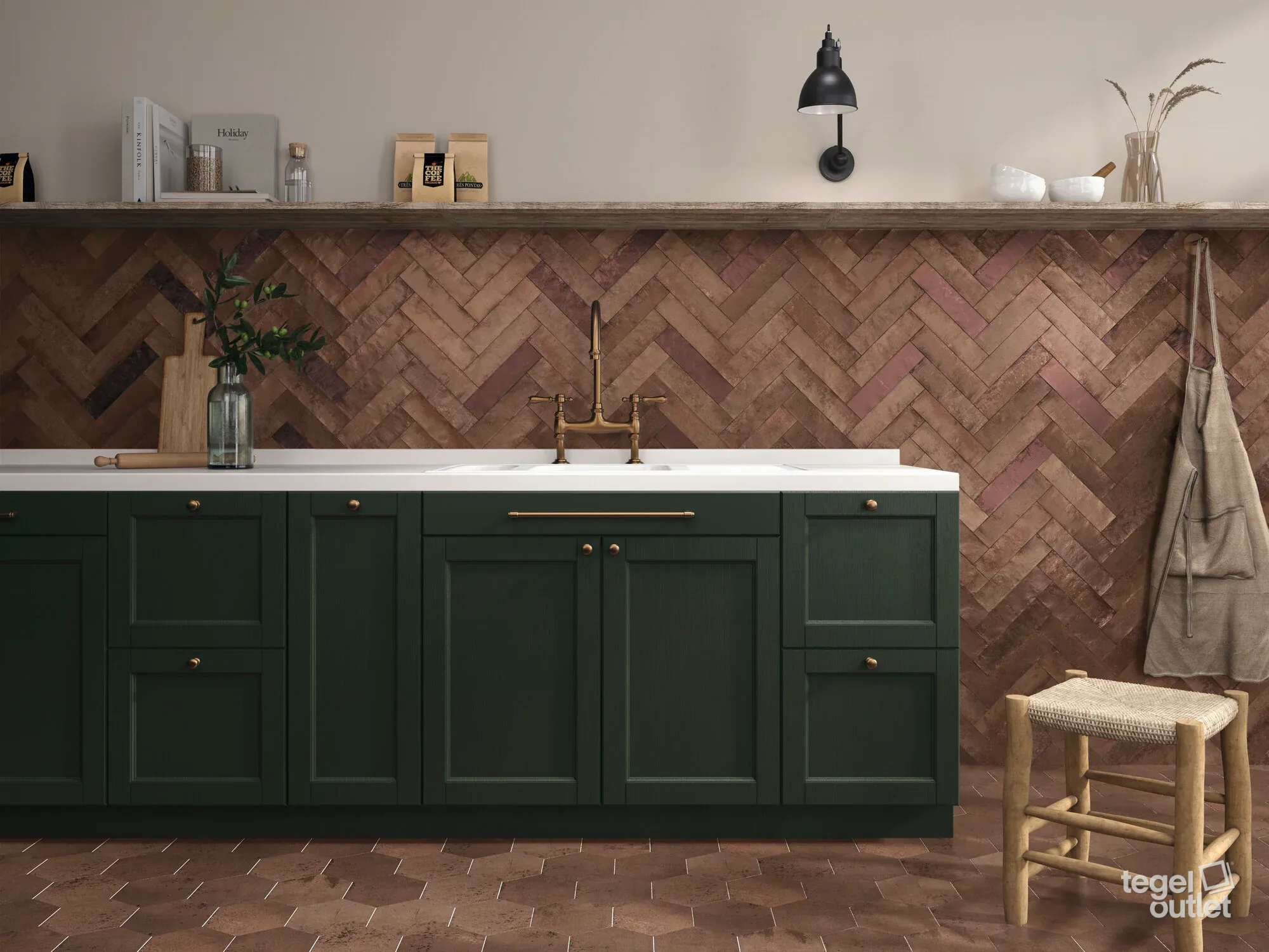 Ape Magnetism Hexa Corten 13,9×16 tegels in een keuken