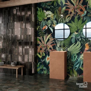 Ape Magnetism Hexa Graphite 13,9×16 tegels in een badkamer