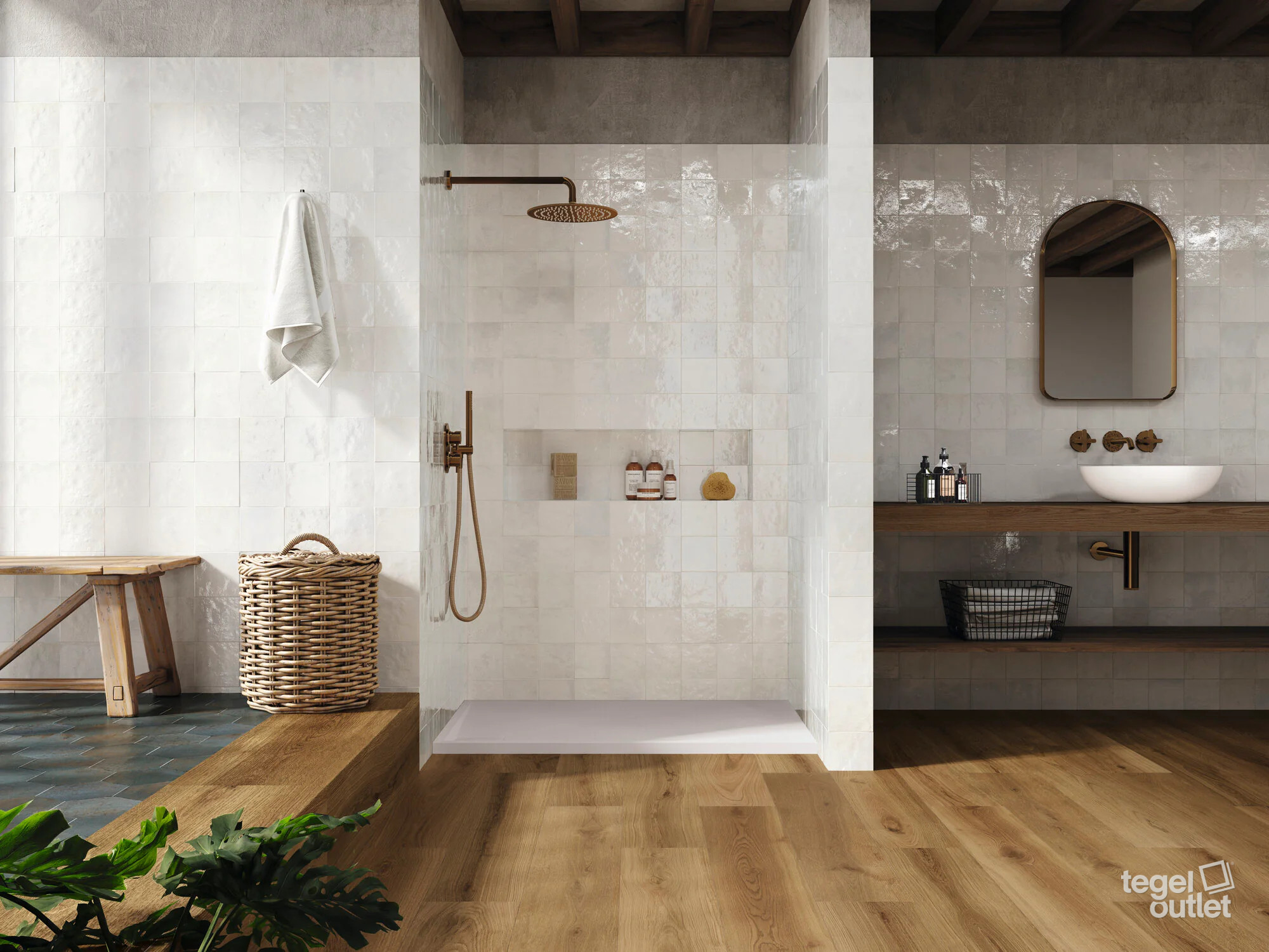 Ape Magnetism Hexa Blue 13,9×16 tegels in een badkamer