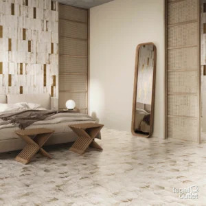 Ape Magnetism Hexa White 13,9×16 tegels in een slaapkamer