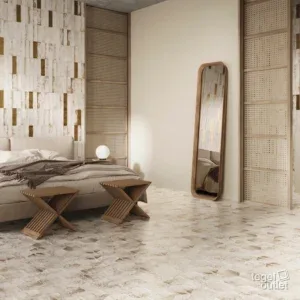 Ape Magnetism Hexa White 13,9×16 tegels in een slaapkamer