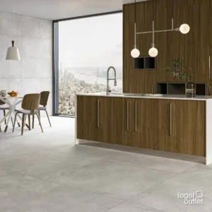 Ecoceramic Murray Natural betonlook vloertegels in een woonkamer