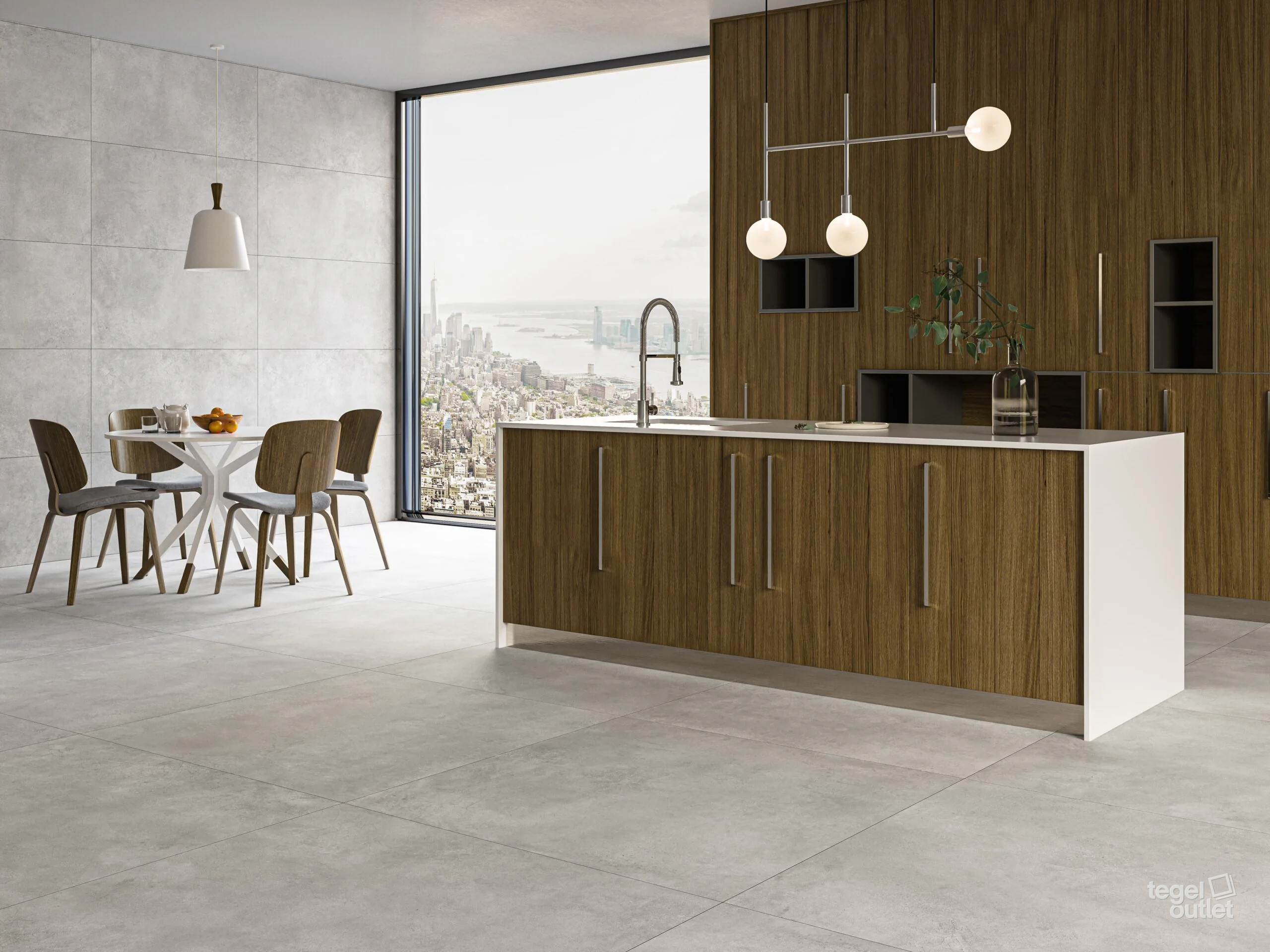 Ecoceramic Murray Natural betonlook tegels in een keuken