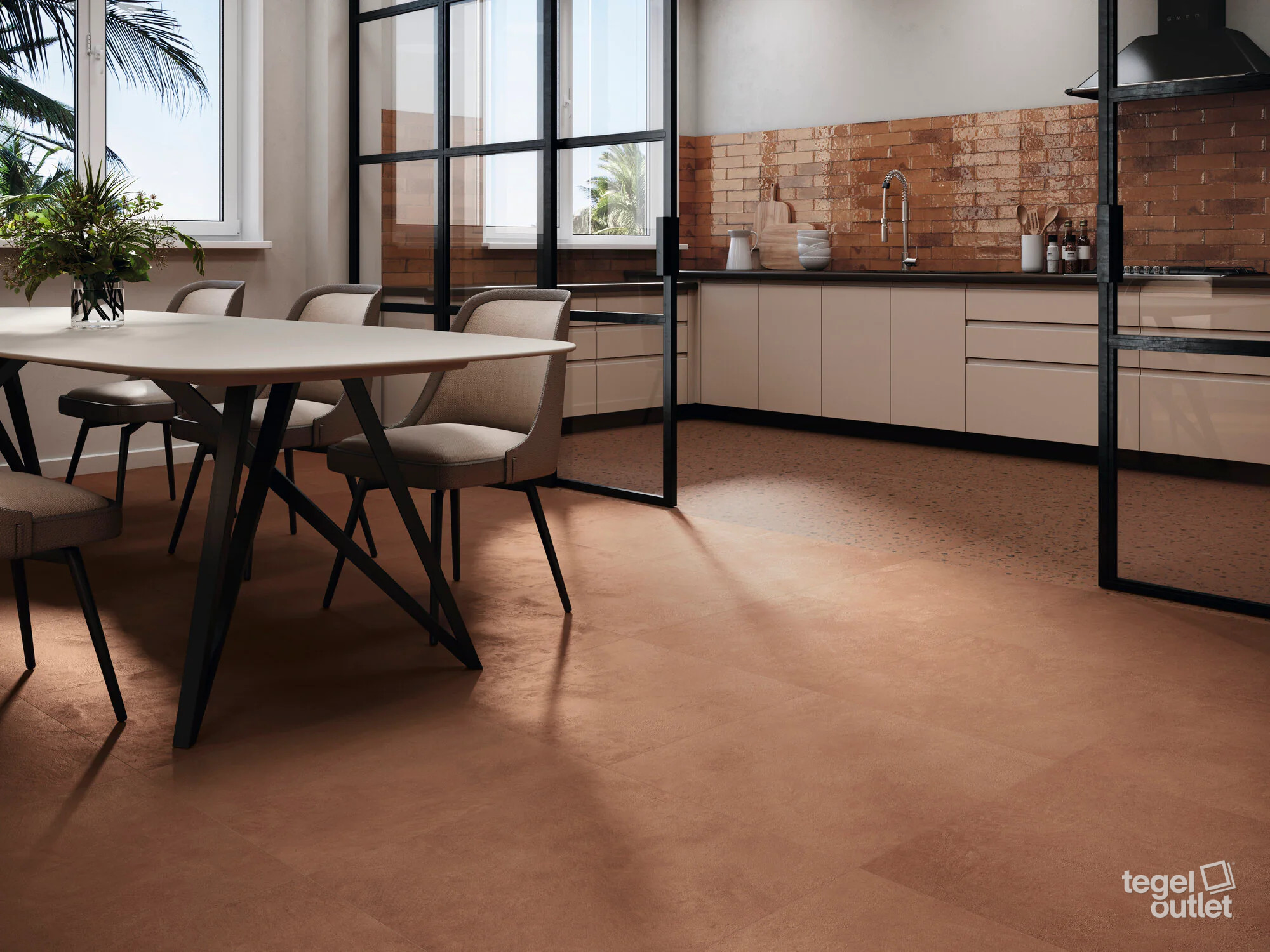 Ape Murus Terra 7×28 als spatwand in een keuken