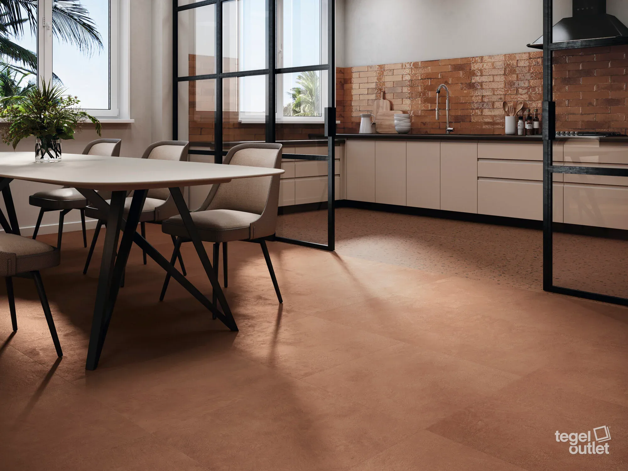 Ape Murus Terra 7×28 als spatwand in een keuken