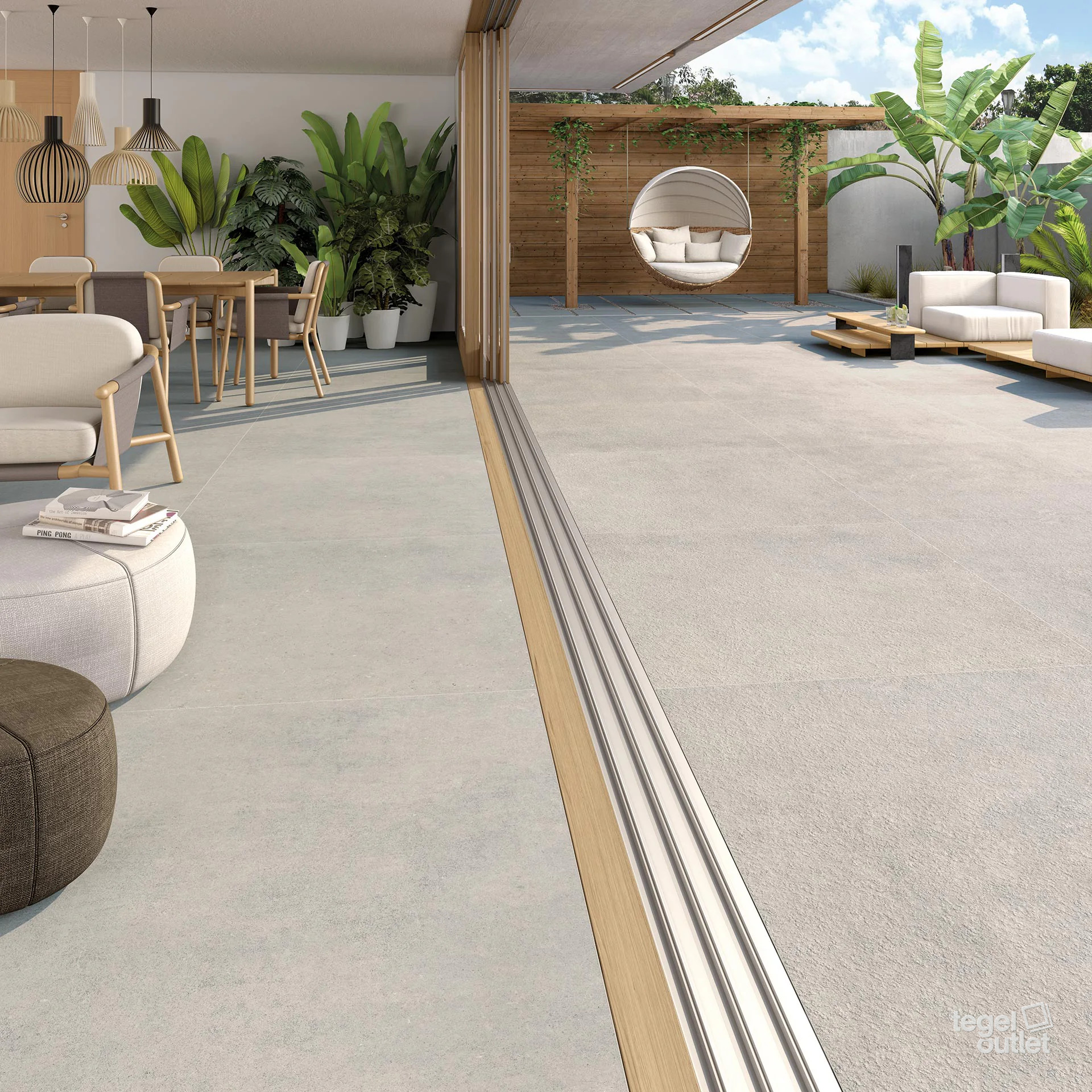Vives Nassau Gris 120×120 vloer in een woonruimte