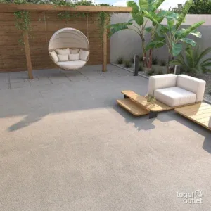 Vives Nassau Gris antislip tegels op een terras