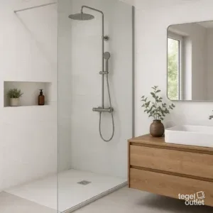 Sfeerbeeld (illustratie): badkamer of keuken met tegels in wit