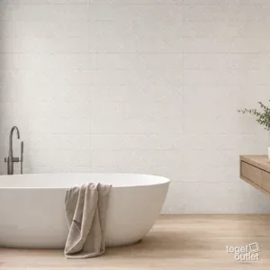 Sfeerbeeld (illustratie): wand in badkamer of keuken met tegels in wit