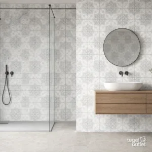 Sfeerbeeld (illustratie): wand in badkamer of keuken met tegels in meerdere kleuren