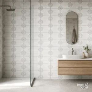 Sfeerbeeld (illustratie): wand in badkamer of keuken met tegels in meerdere kleuren