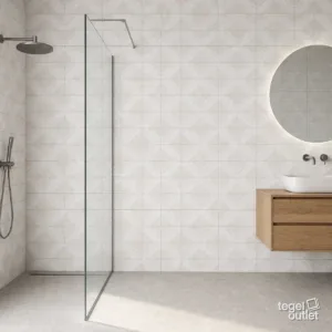Sfeerbeeld (illustratie): wand in badkamer of keuken met tegels in wit