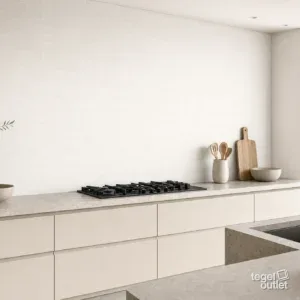 Sfeerbeeld (illustratie): wand in badkamer of keuken met tegels in wit