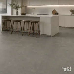 Sfeerbeeld (illustratie): woonruimte of badkamer met tegels in antraciet