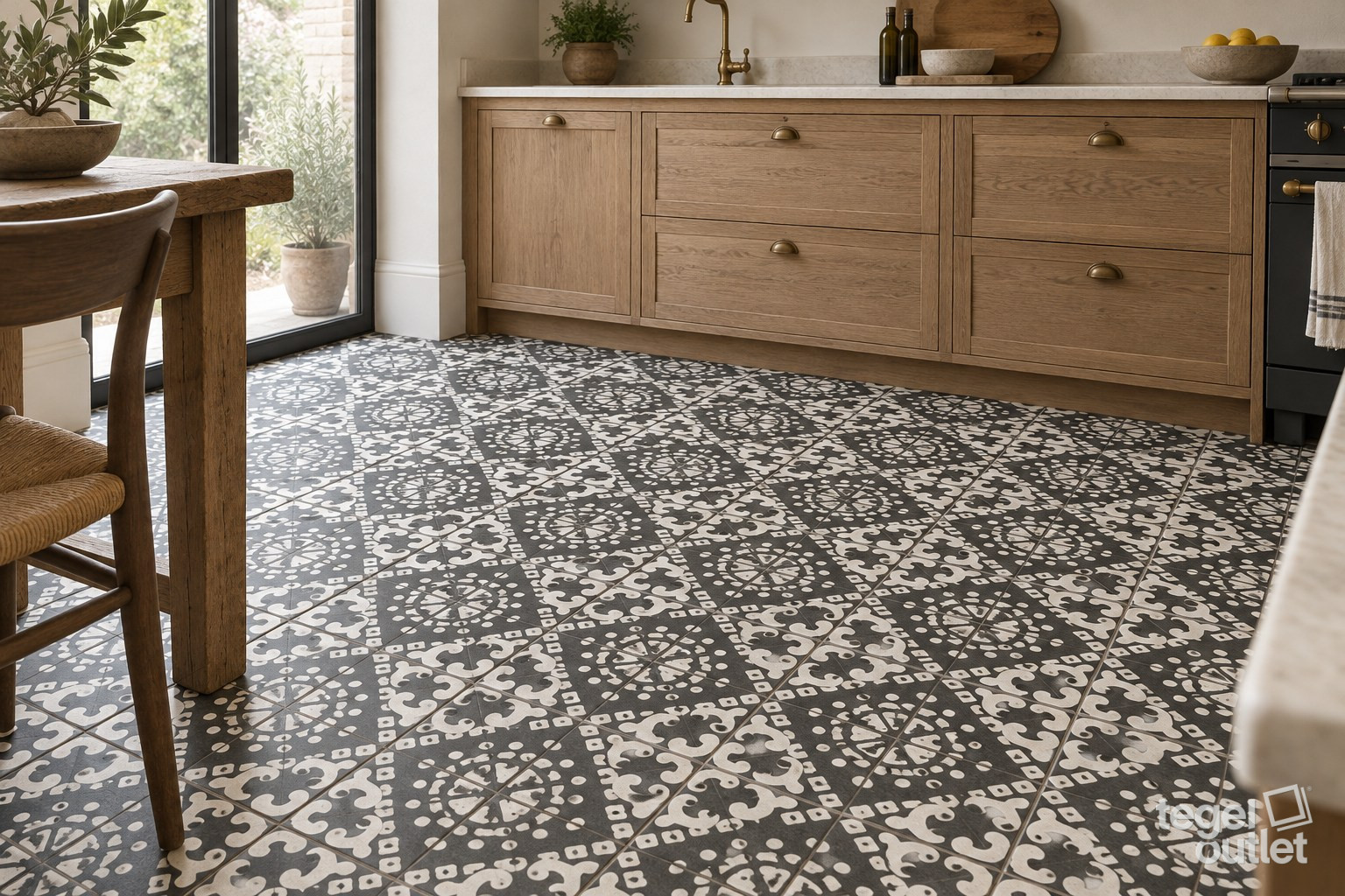 Mise en situation avec Pece Nero Decor 20×20 · cuisine